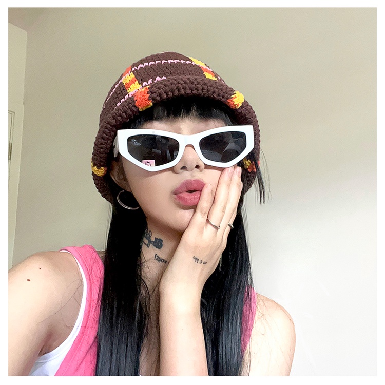 Mũ Bucket Dệt Kim Thủ Công Kẻ Sọc Ca Rô / Kẹo Ngọt Xinh Xắn Cho Nữ