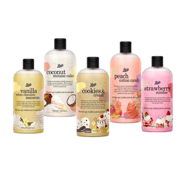Sữa Tắm Gội Boots Shower Gel Bubble Bath And Shampoo Thái Lan 500ml