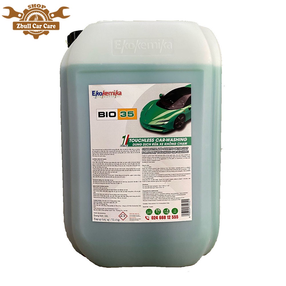 Can nước rửa xe không chạm Bio35 Ekokemika dùng cho ô tô + xe máy + khoang động cơ, 22 lít