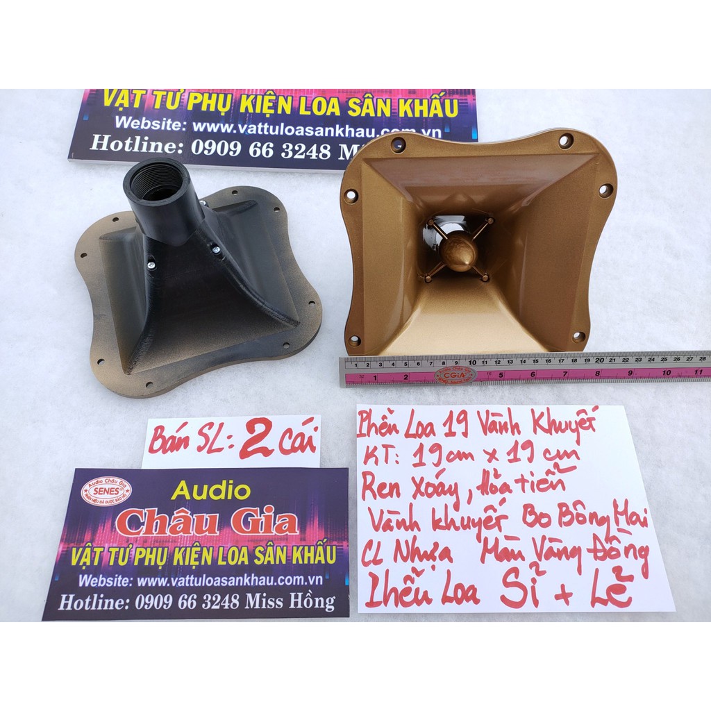 HỌNG LOA TREBLE 19CM KHUYẾT HỎA TIỄN MÀU VÀNG MẪU BÔNG MAI 2 CÁI AUDIO CHÂU GIA