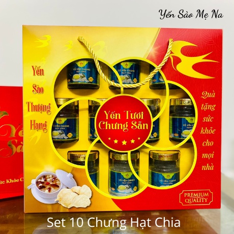 Set Quà Tặng 10 Hũ Yến Sào Hoàng Việt Chưng Sẵn