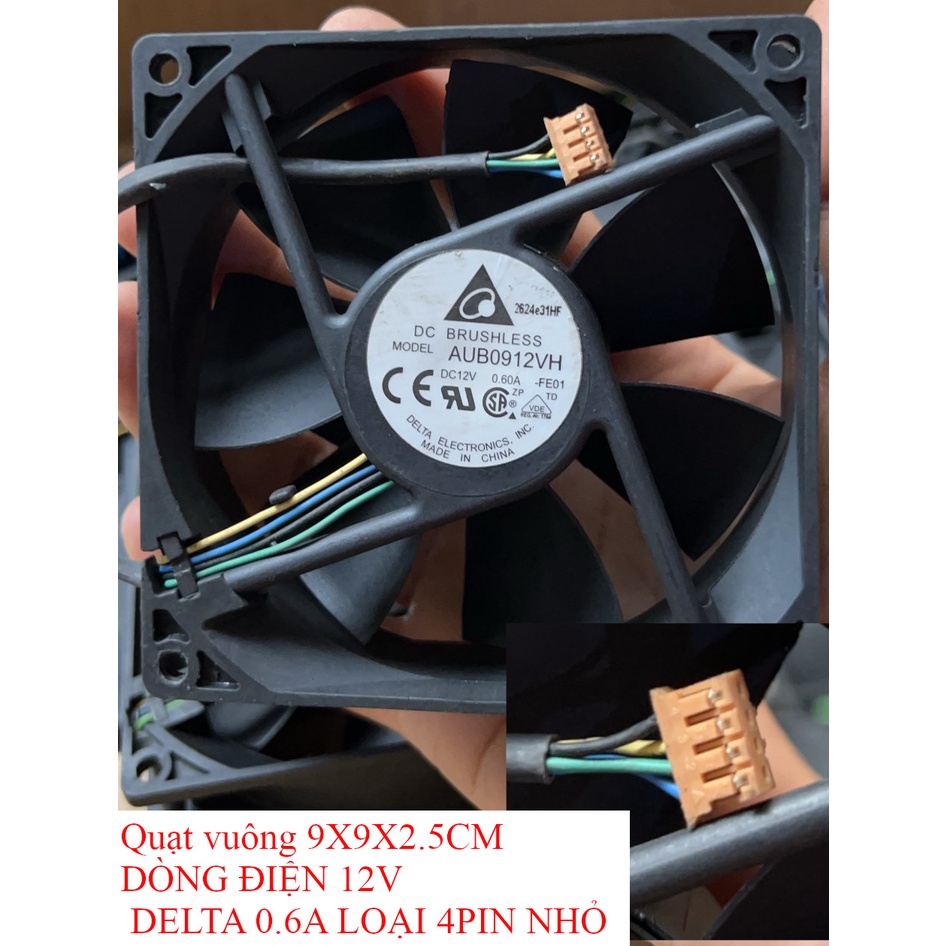 Fan quạt 9cm tản nhiệt máy tính hiệu DELTA, ADDA điện 12v, ampe 0.4-2.5A, hàng tháo máy Server
