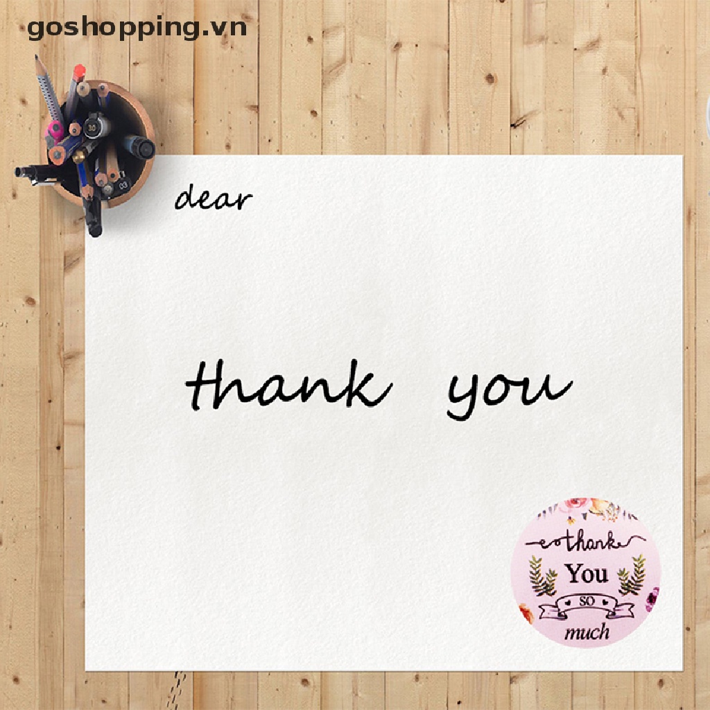 Cuộn 500 sticker tròn in chữ Thank You độc đáo dán trang trí tiệc chất lượng cao