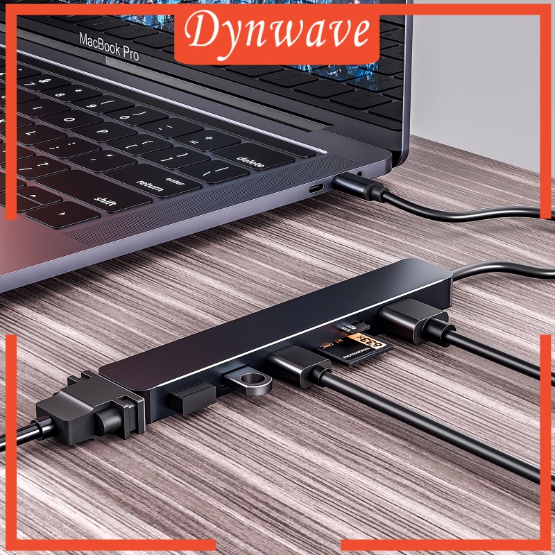 [DYNWAVE] Aluminum 7 in 1 USB 3.0 C to HDMI Hub Adapter Dongle TF SD Reader Slot