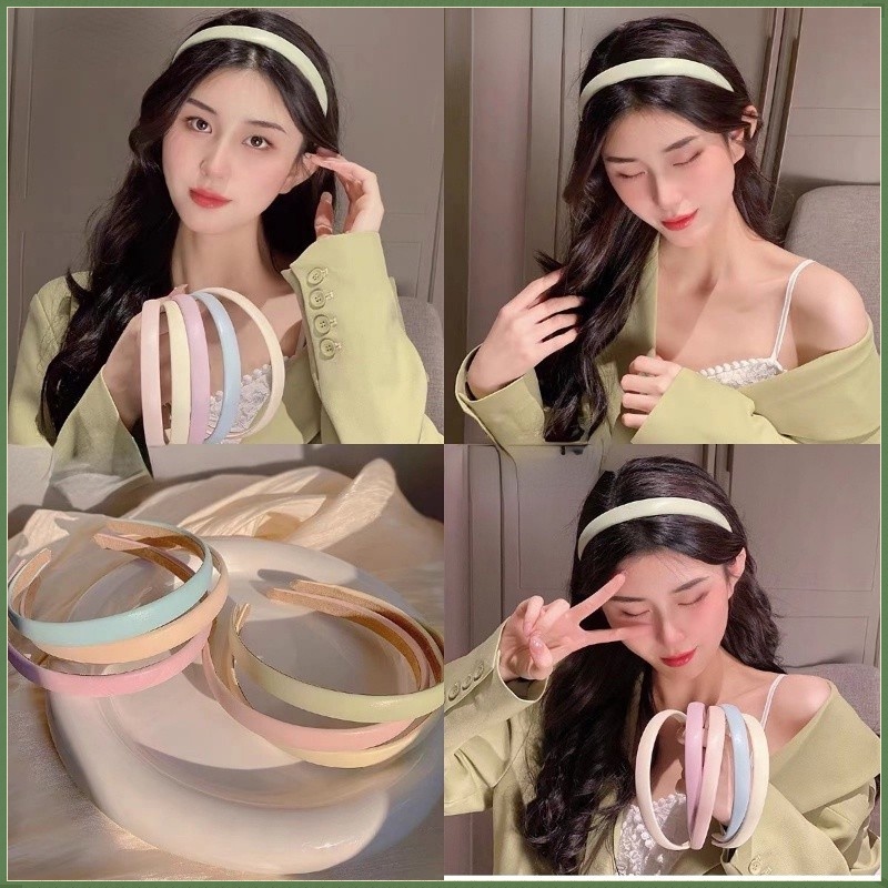 băng đô bờm tóc băng đô cài tóc băng đô rửa mặt Băng Đô Cài Tóc Bằng Da PU Màu Kem Phong Cách Mori Cao Cấp Thời Trang Mùa Hè 2023