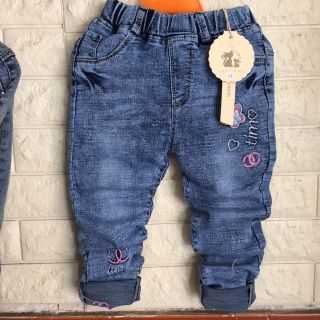 Quần jean thêu bé gái sz11/15 ms7485