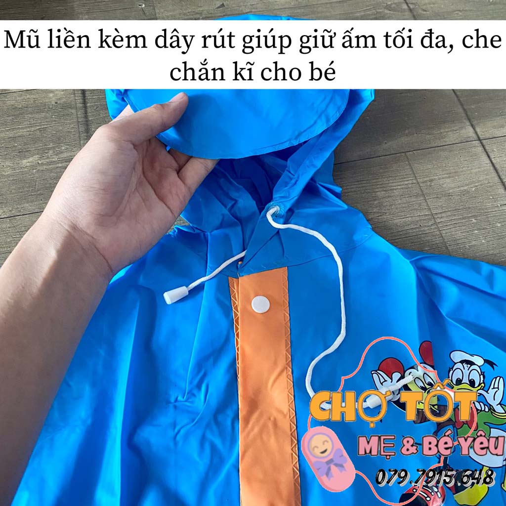 Áo Mưa Trẻ Em, Áo Mưa Bộ Cho Bé In Hình Dày Dặn Đi Mưa Không Thấm Loại Tốt 1-10 tuổi