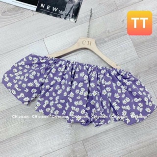 Áo kiểu trễ vai hoa cúc