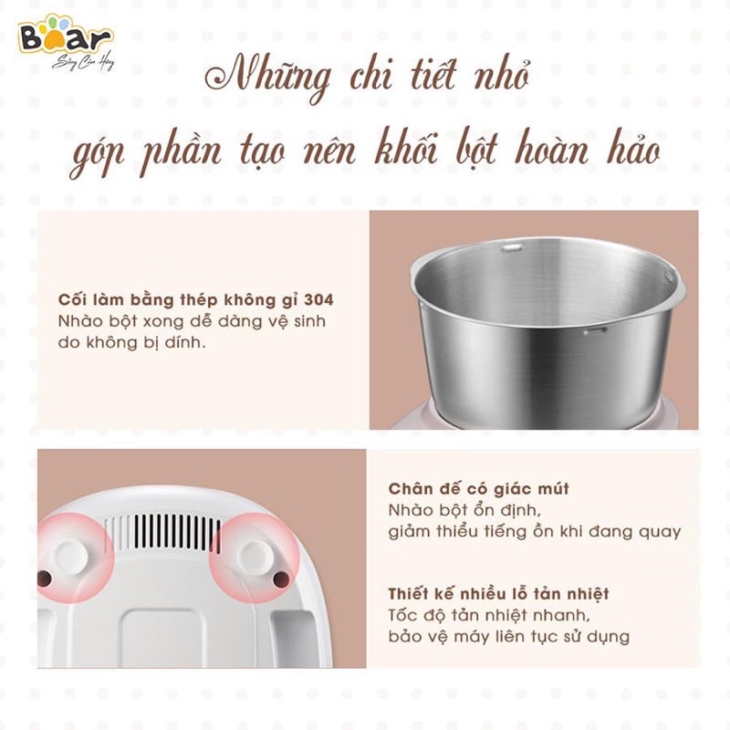 Máy nhào bột , trộn bột ủ bột đa năng Bear 5L hàng chính hãng , dụng cụ làm bánh