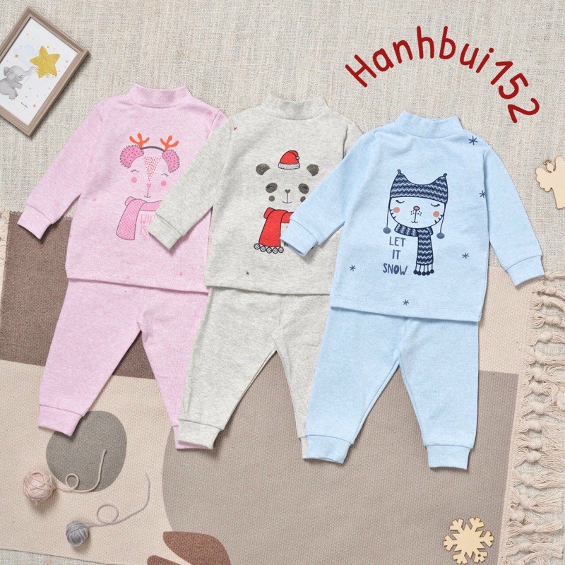 Bộ nỉ nhung moon cổ 3p cho bé