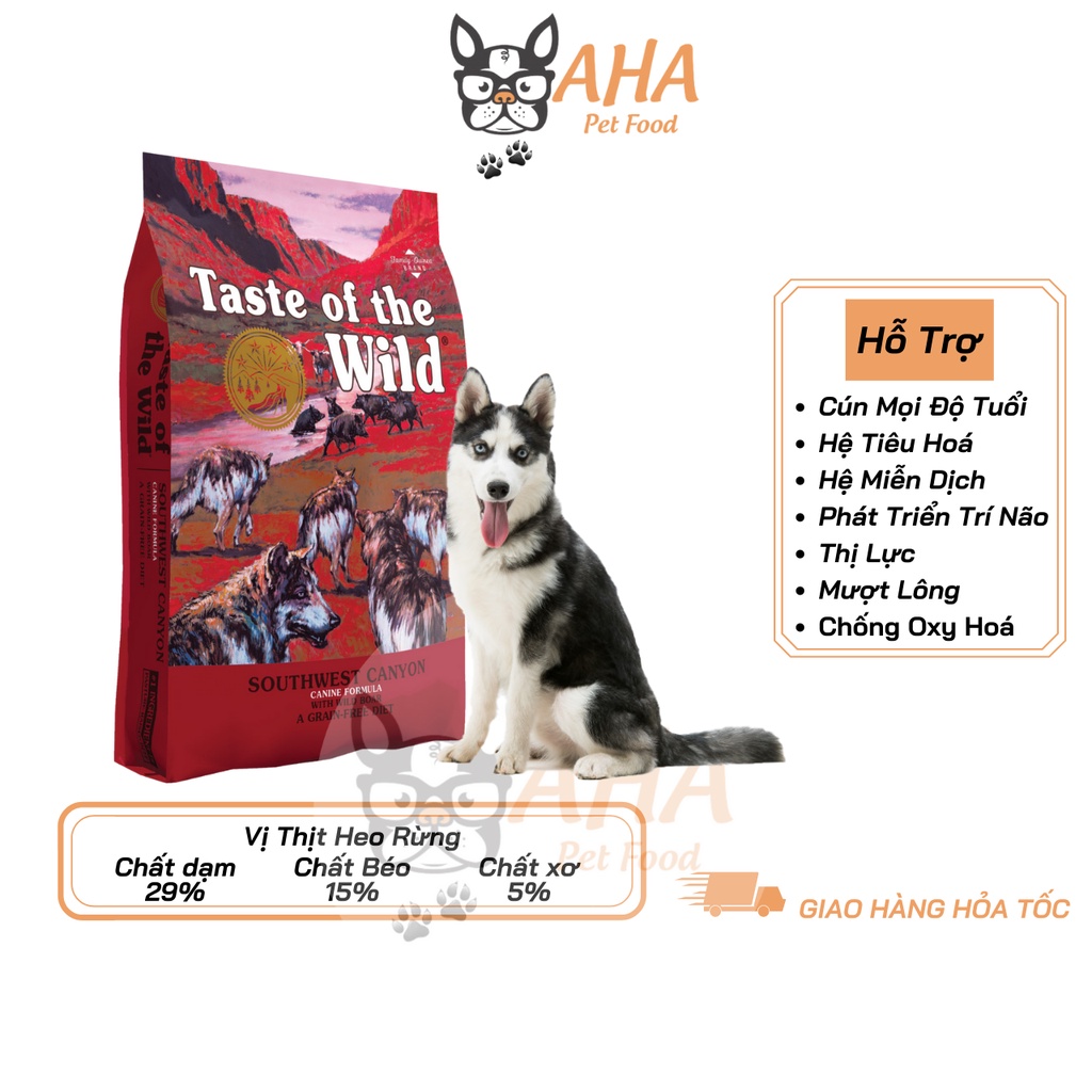 Thức Ăn Cho Chó Husky Taste Of The Wild Bao 500g Hỗ Trợ Xương Cơ Khớp -  Southwest Canyon Thịt Heo Rừng, Trái Cây Rau Củ