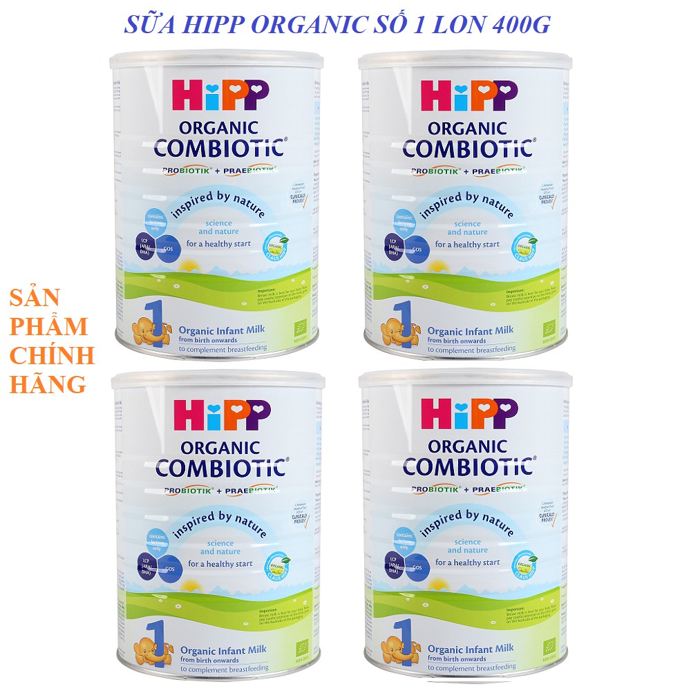 [LON 350G] Combo 4 Hộp Sữa HiPP ORGANIC COMBIOTIC SỐ 1, SỐ 2, SỐ 3 LON 400G