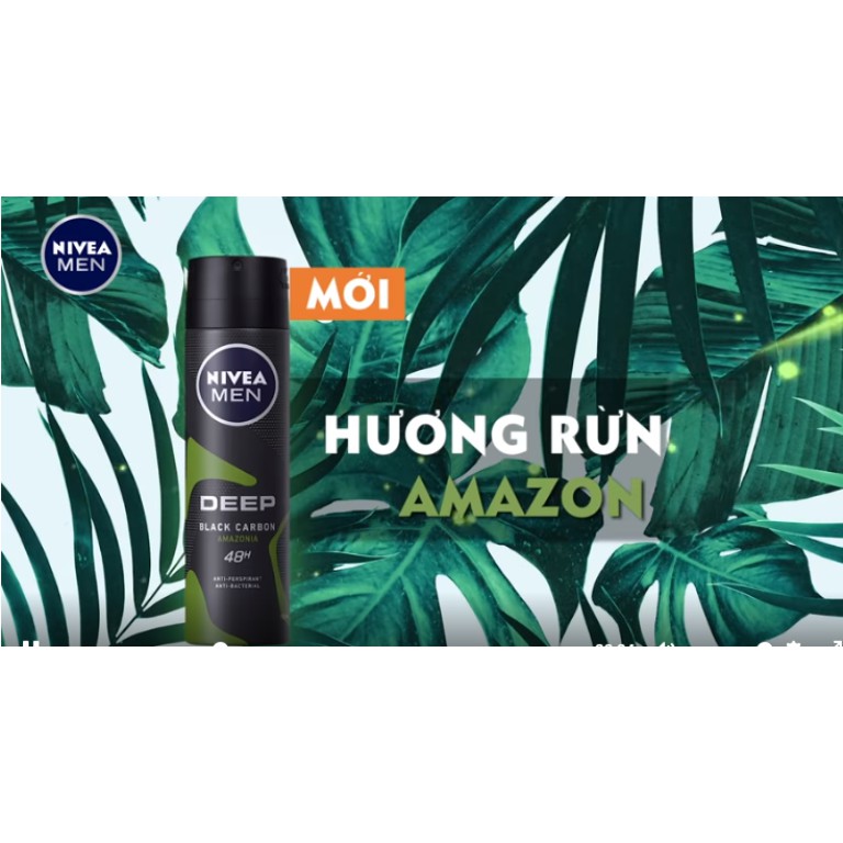 Xịt Ngăn Mùi Nivea Men Than Đen Hương Rừng Amazon 150ml
