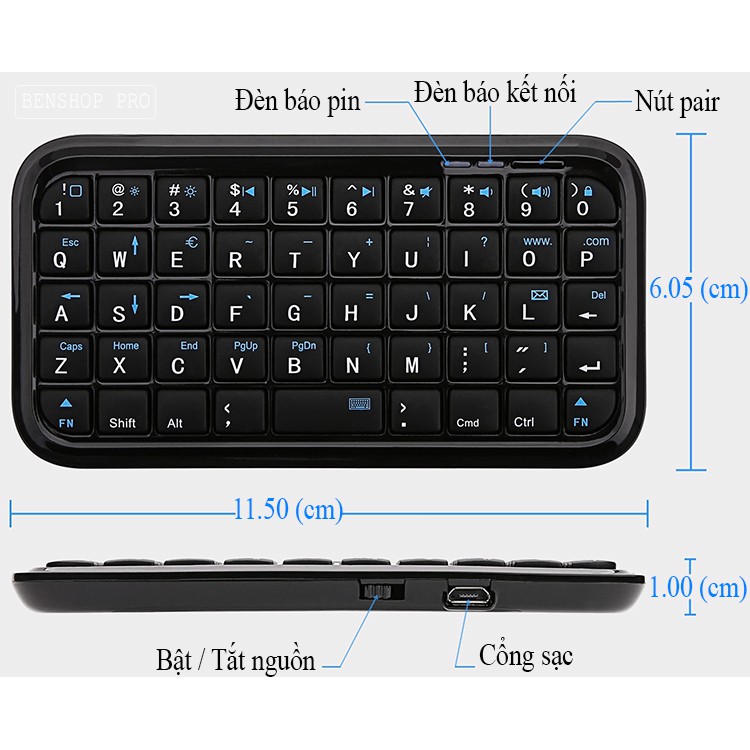 Bàn phím siêu mỏng Mini Bluetooth Keyboard Folio (đen) | BigBuy360 - bigbuy360.vn