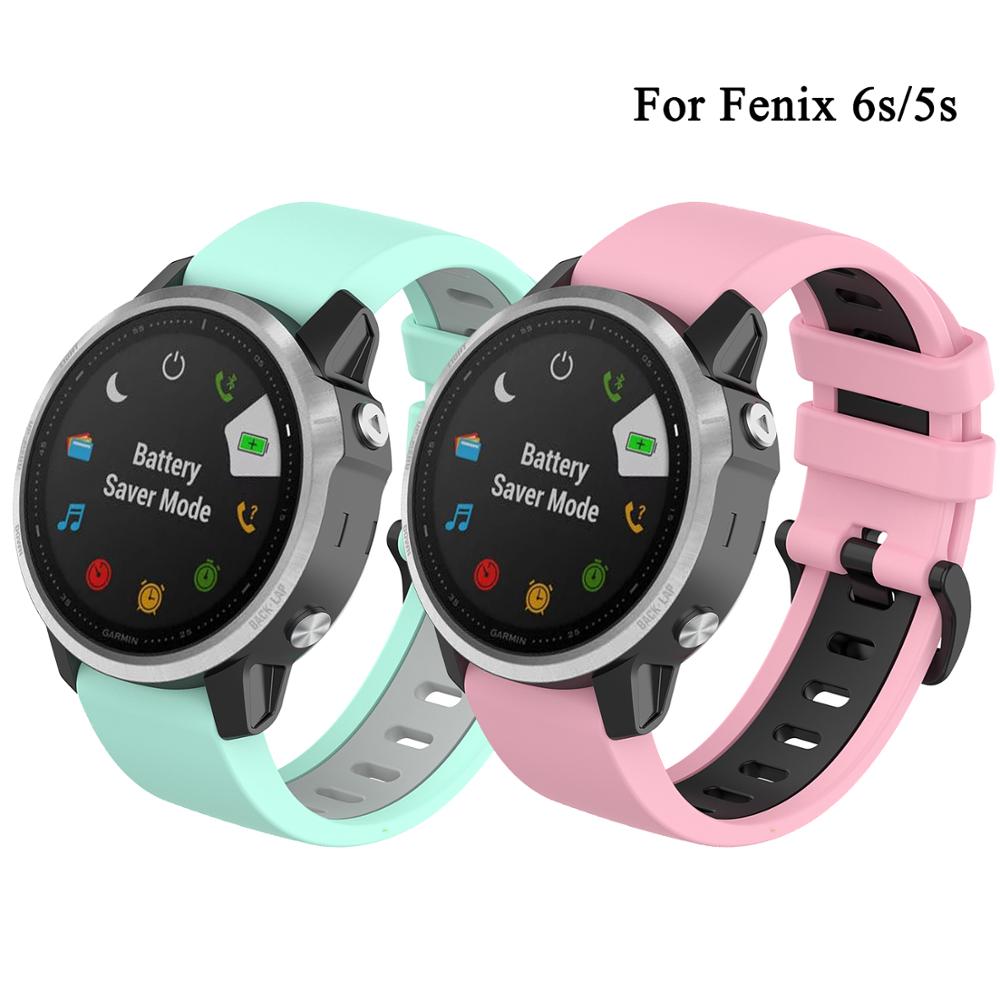 20mm Double Color Soft Silicone Band For Garmin Watch Fenix 6S Pro 5 5S Plus D2 Delta S Quick Release Easy Fit Leisure Sport Strap Wristband