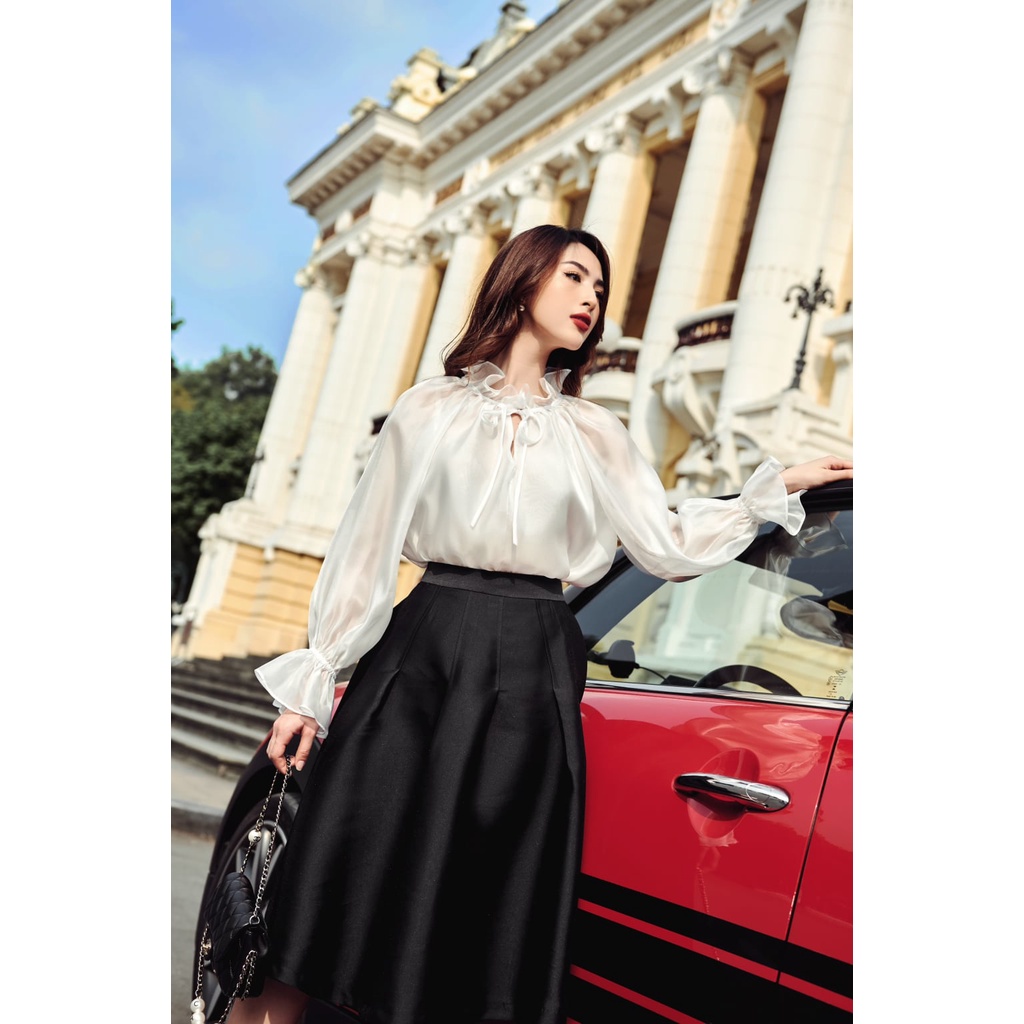 Áo sơ mi cotton lụa nữ HUONGBOUTIQUE HBSM866