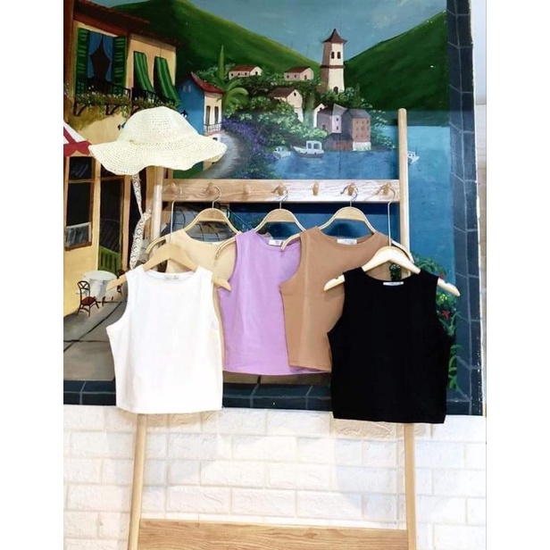 Áo croptop nữ sát nách ba lỗ thun không tay kiểu ôm body tank top vải cotton co giãn tốt