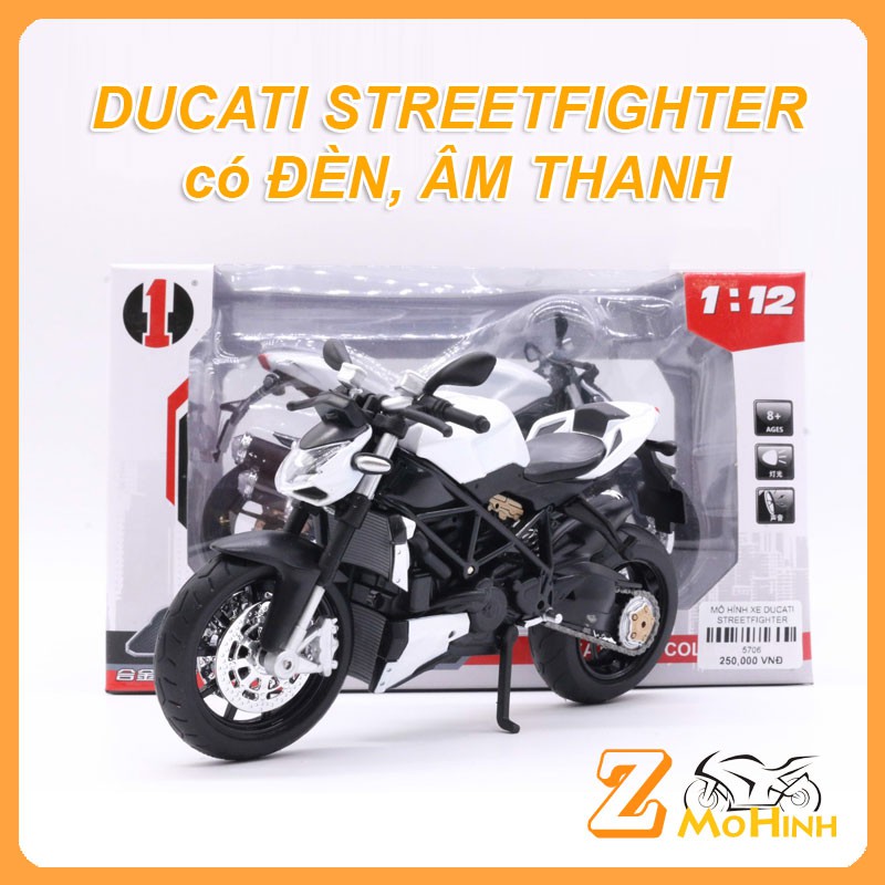 XE MÔ HÌNH MOTO DUCATI STREETFIGHTER có ĐÈN, ÂM THANH | HUAYI MODEL tỷ lệ 1:12