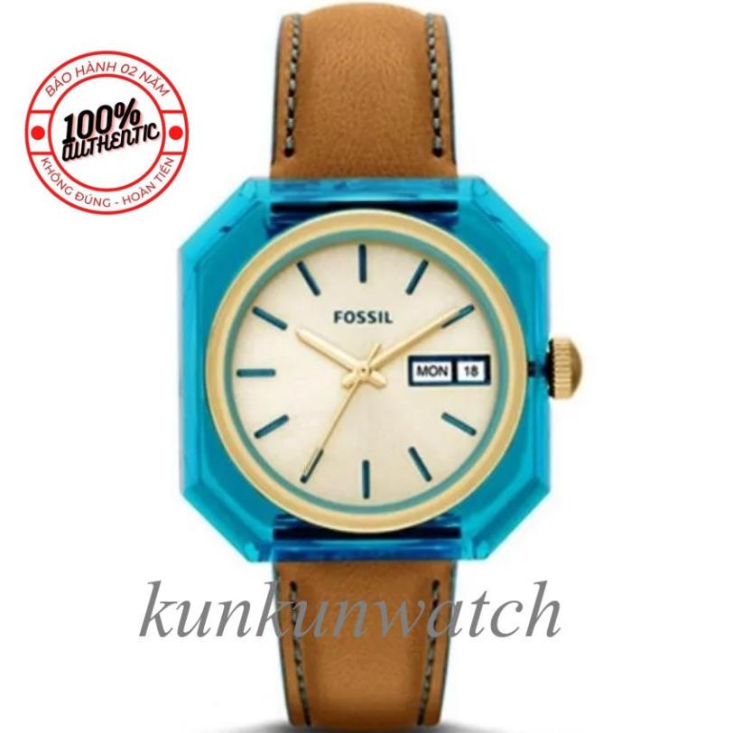 Đồng Hồ Nữ Fossil ES3536 Vỏ Xanh Mặt Vuông 36mm
