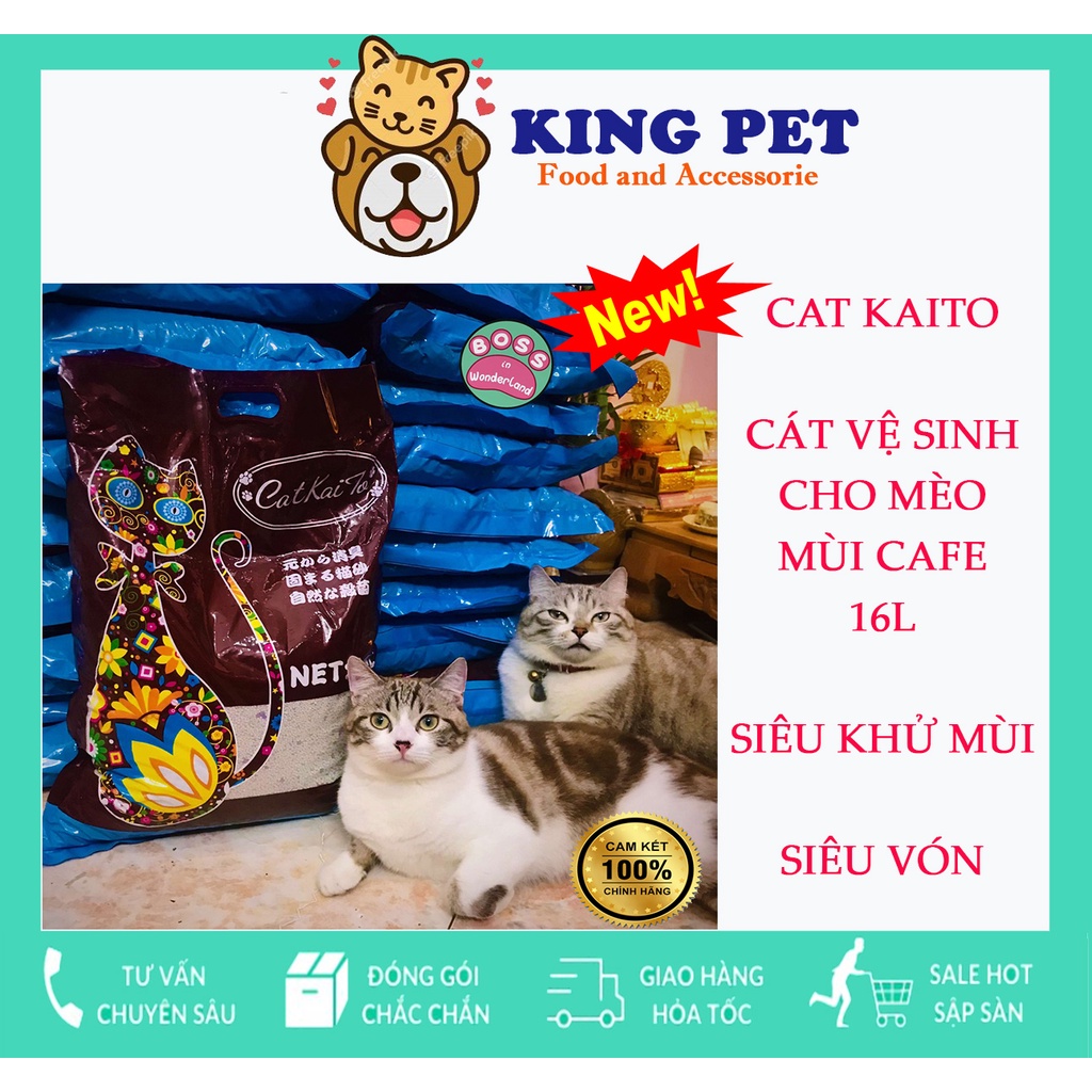 Cát Kaito .Cát Vệ Sinh Cho Mèo Mùi Cà Phê 16L Siêu Vón. Siêu Khử Mùi