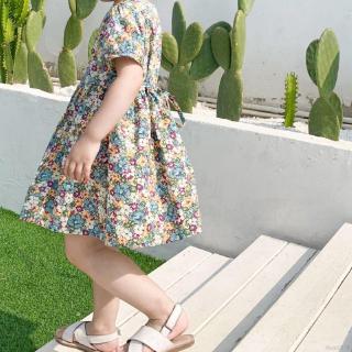 Đầm Bé Gái In Hoa Phối Ren