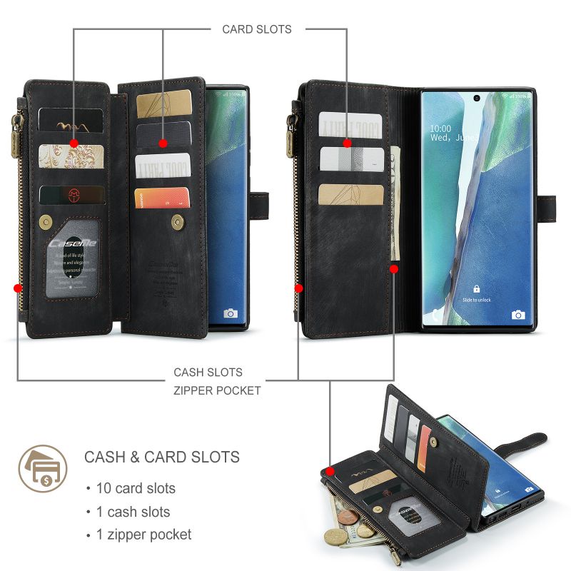 Ốp Điện Thoại Da Kiểu Ví Lật Có Khóa Kéo Cho Samsung Galaxy Note10 20 Note10 Pro Note 20 Ultra S8 S9 S10 Plus S10 S9 S8