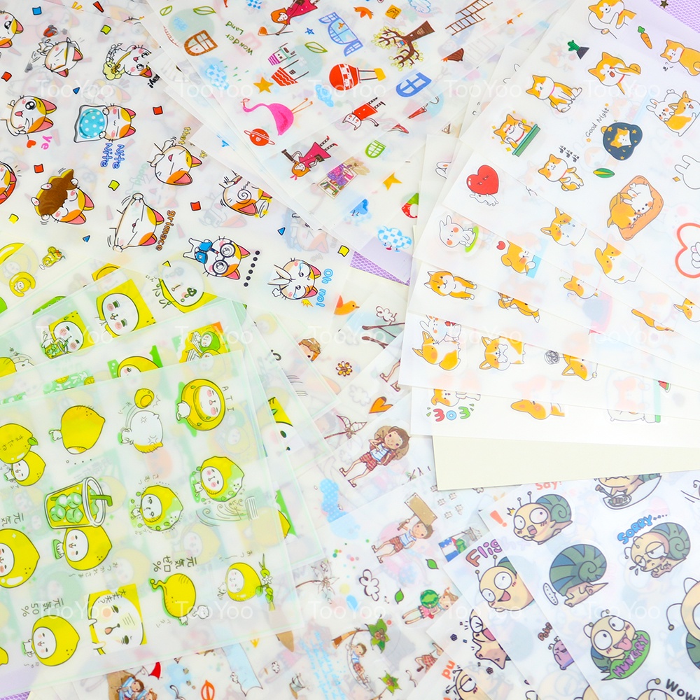 Set 6 tấm sticker trang trí sổ tay, quyển nhật kí nhiều mẫu dễ thương cute TooYoo TY0060