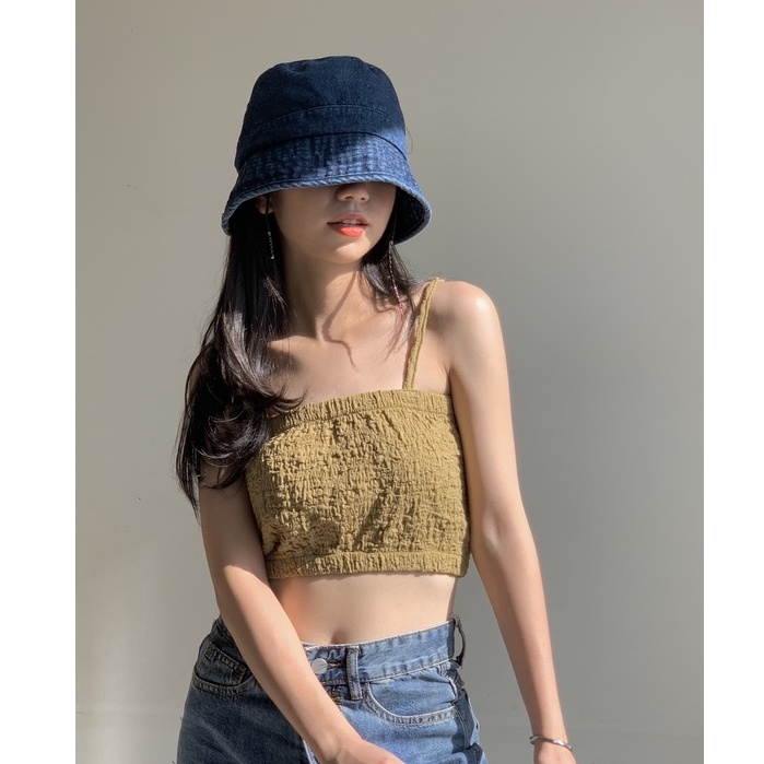 Áo hai dây nữ vải nhún dáng ngắn TKA331 LOLLIE STUDIO