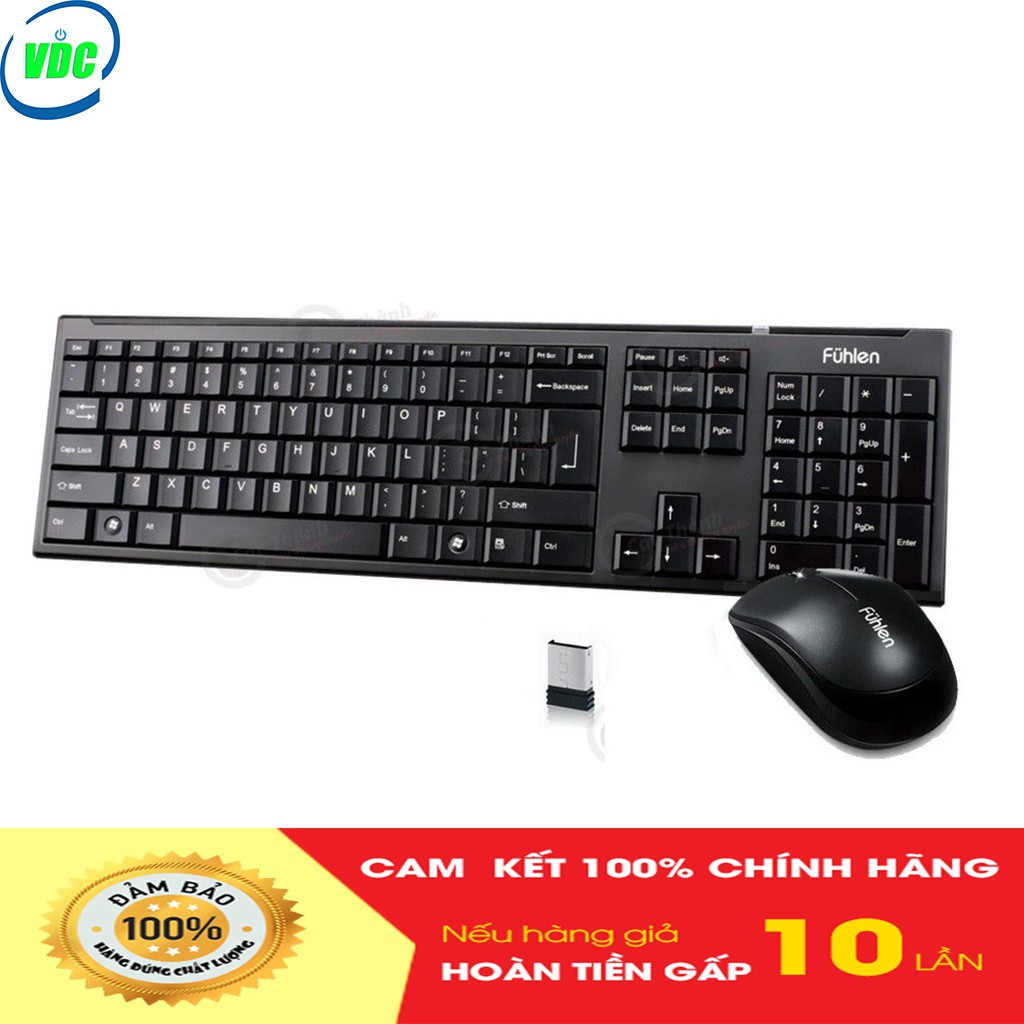 Bộ Bàn Phím Chuột Không Dây Fuhlen A120G Chính Hãng