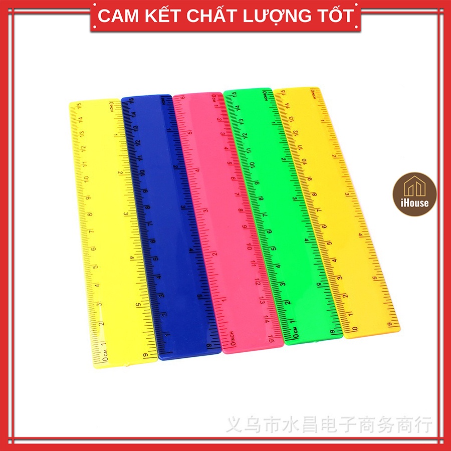 Thước kẻ học sinh 20cm, Bộ thước kẻ học sinh dẻo 15cm 30cm 50cm màu trắng xanh đỏ vàng