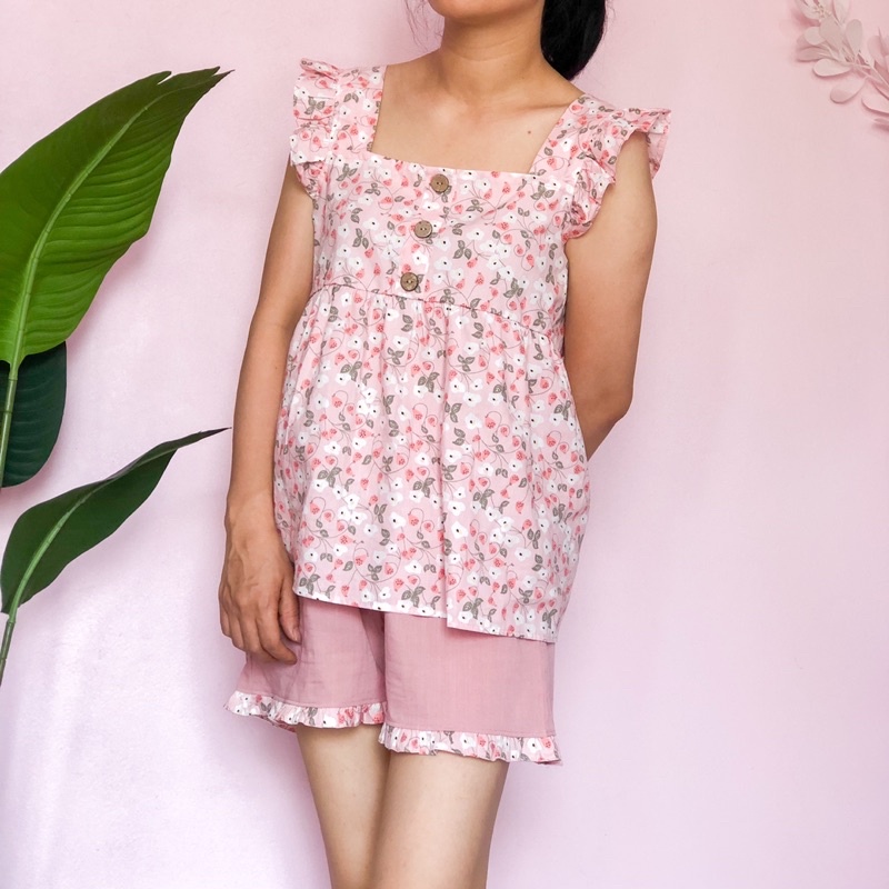 Bộ Đồ Nữ Mặc Nhà Cánh Tiên, Áo vải thô quần vải đũi xước, phù hợp mẵc nhà có thể làm đồ ngủ