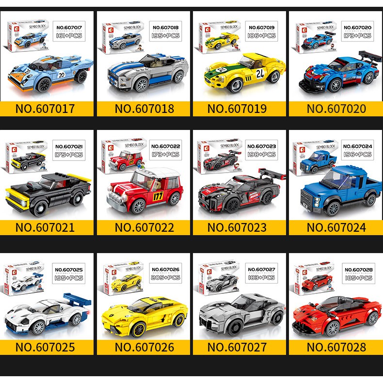 Sembo block đua lắp ghép kiểu bộ lắp ráp xe famous car