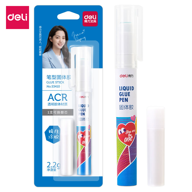Keo dán Deli 53410 bằng ACR trong suốt có thể làm sạch được cho đồ dùng văn phòng