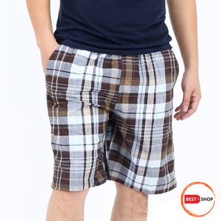 Quần short nam caro - vải cotton mặc nhà thoáng mát