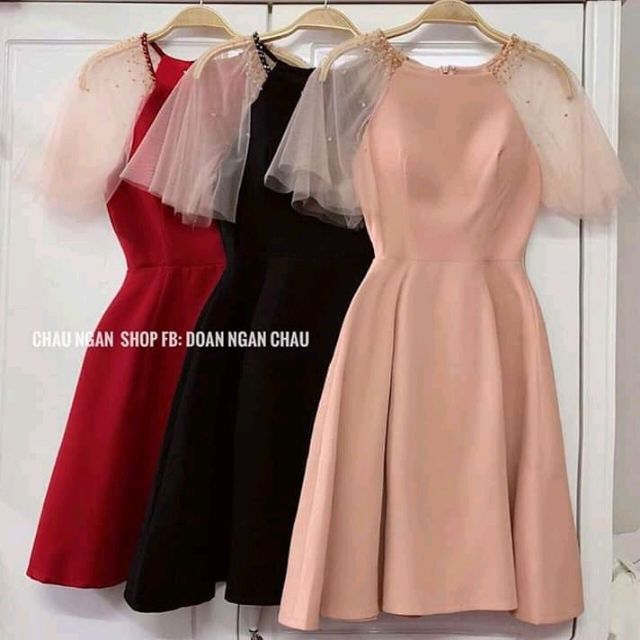 Đầm xòe tiểu thư phối tay cánh tiên