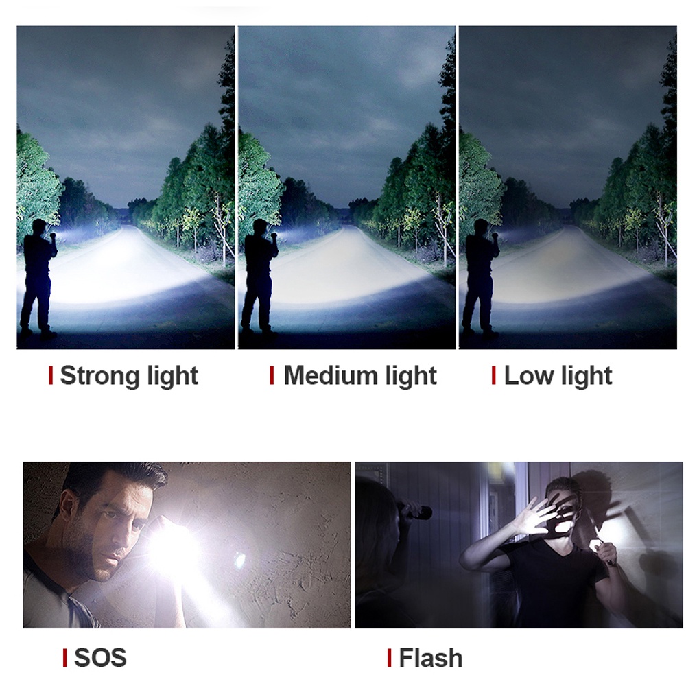 Đèn pin P50 cầm tay Nhật bản, công suất 40w, thiết kế thấu kính lồi, sáng đỉnh cao