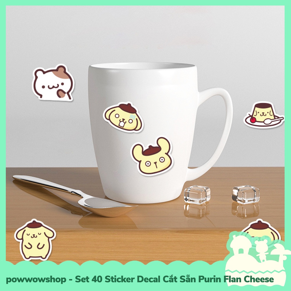 [Sẵn VN - Hỏa Tốc] Set 40/60 Sticker Mini Decal Dán Trang Trí Vật Dụng Mẫu Sanrio Purin Flan Cheese Cat