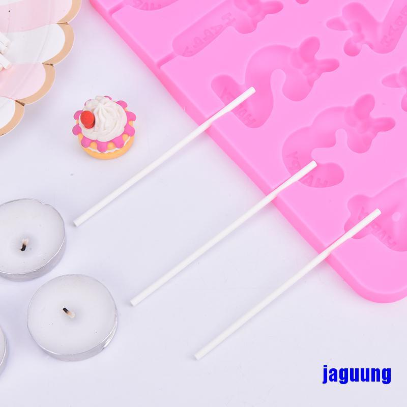 Khuôn silicone làm kẹo mút bánh DIY tạo kiểu chữ số đính nơ/ Set que kẹo mút tiện lợi