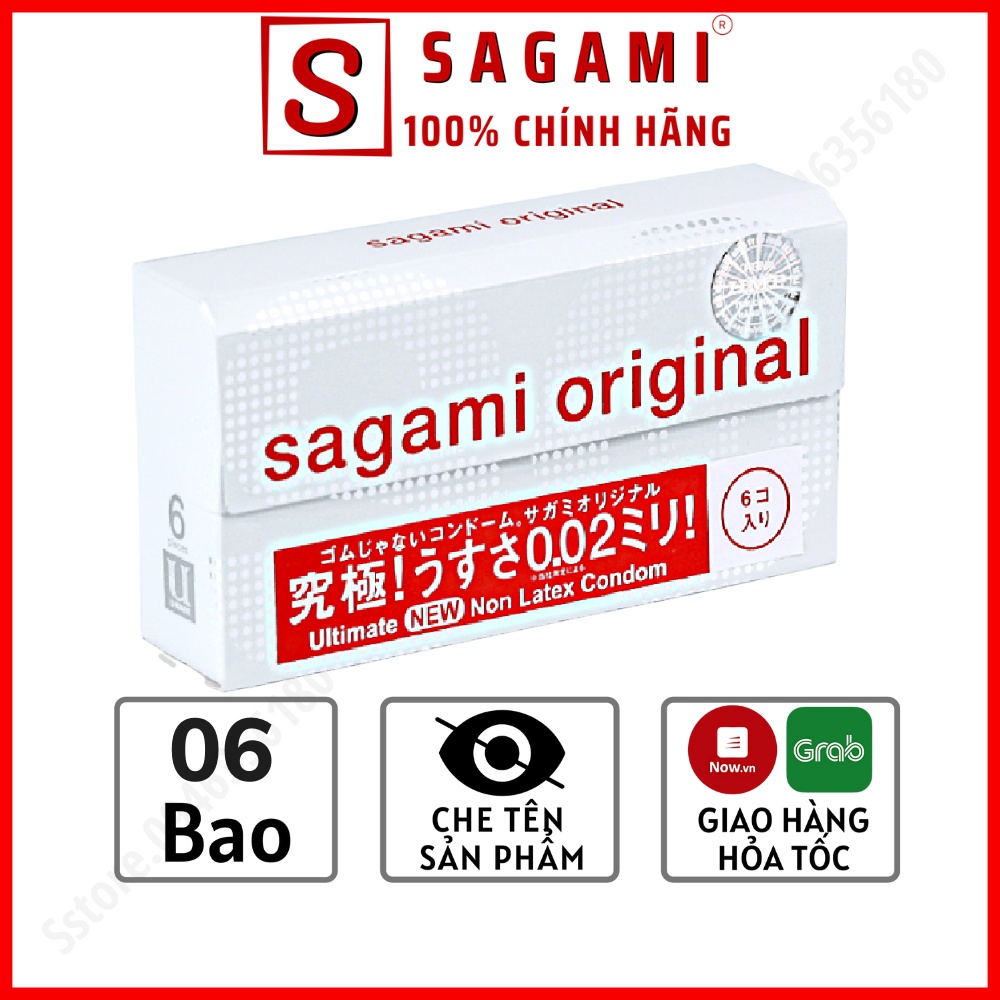 Bao Cao Su Sagami 002 Siêu Mỏng – BCS Kéo Dài Thời Gian Cao Cấp – Non Latex - Hộp 6 Chiếc B0026