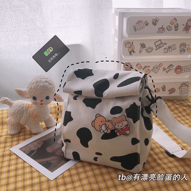 Túi bò sữa cuốn cute dễ thương (có sẵn, không kèm phụ kiện)