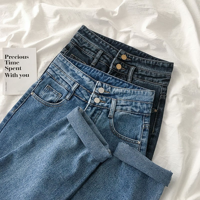 Quần jean baggy mài 2 cạp ulzzang