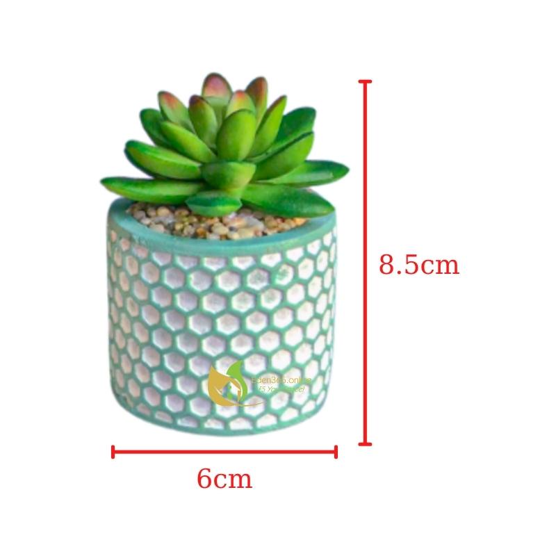Bộ 4 chậu sen đá trang trí, chậu sen đá mini nhân tạo họa tiết tổ ong dễ thương, trang trí decor quá cafe, bàn làm việc