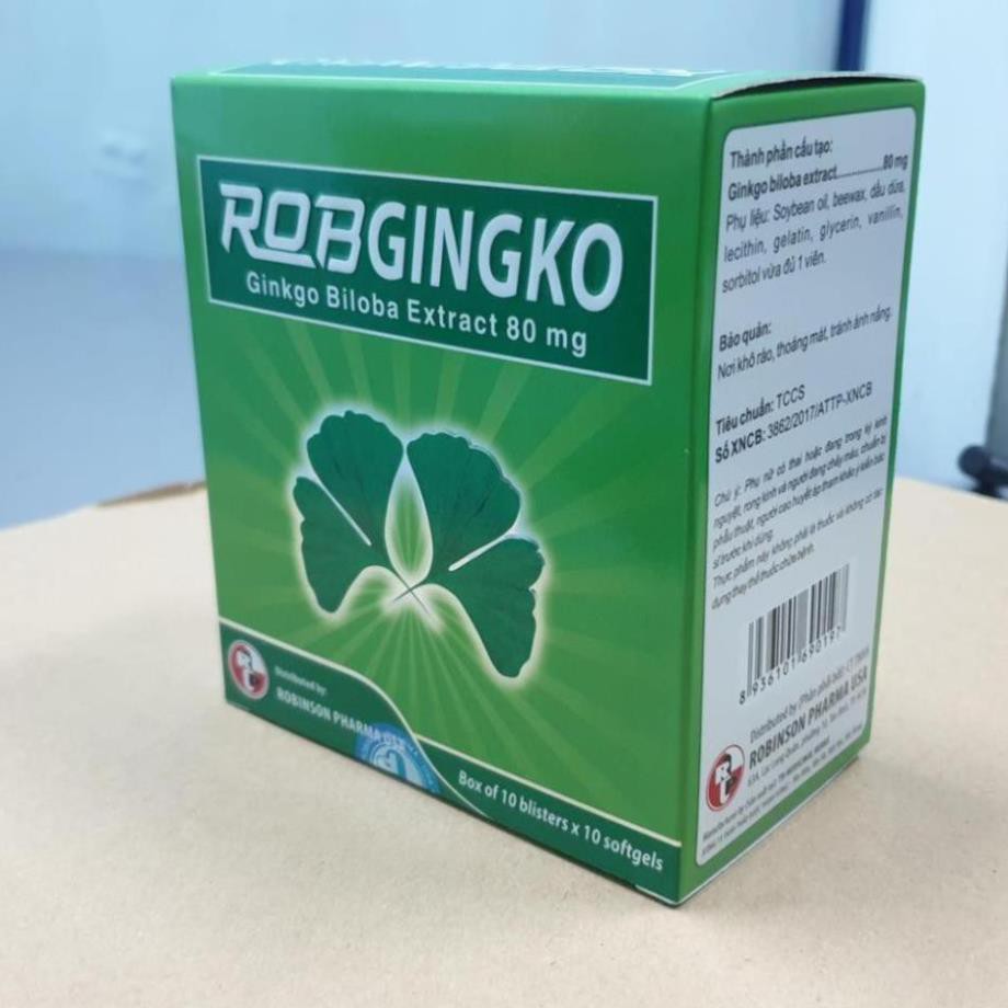 Viên Hoạt Huyết Dưỡng Não Robgingko Giúp Bổ Não Tăng Cường Lưu Thông Máu Não. Hộp 100V