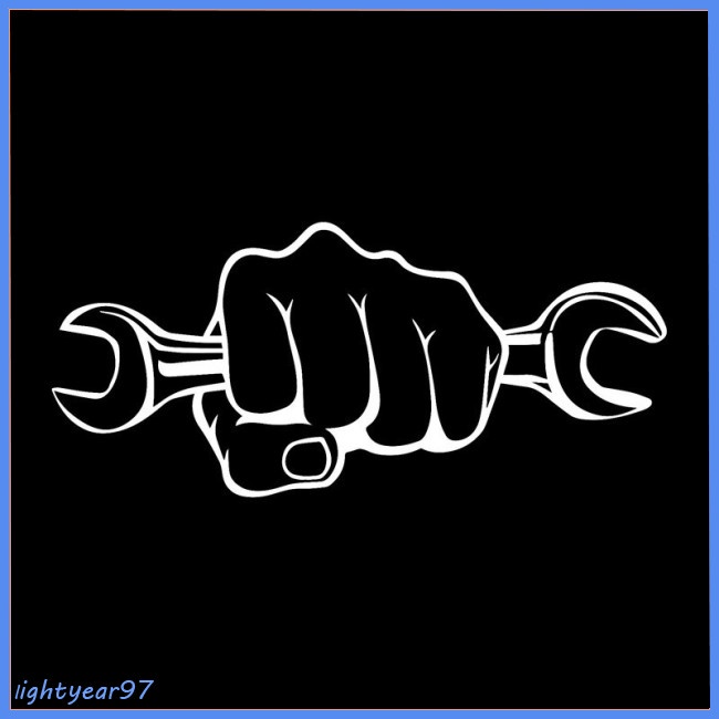 Sticker Vinyl Hình Cờ Lê Vui Nhộn 17.7 * 7.9CM Trang Trí Xe Hơi Xe Máy