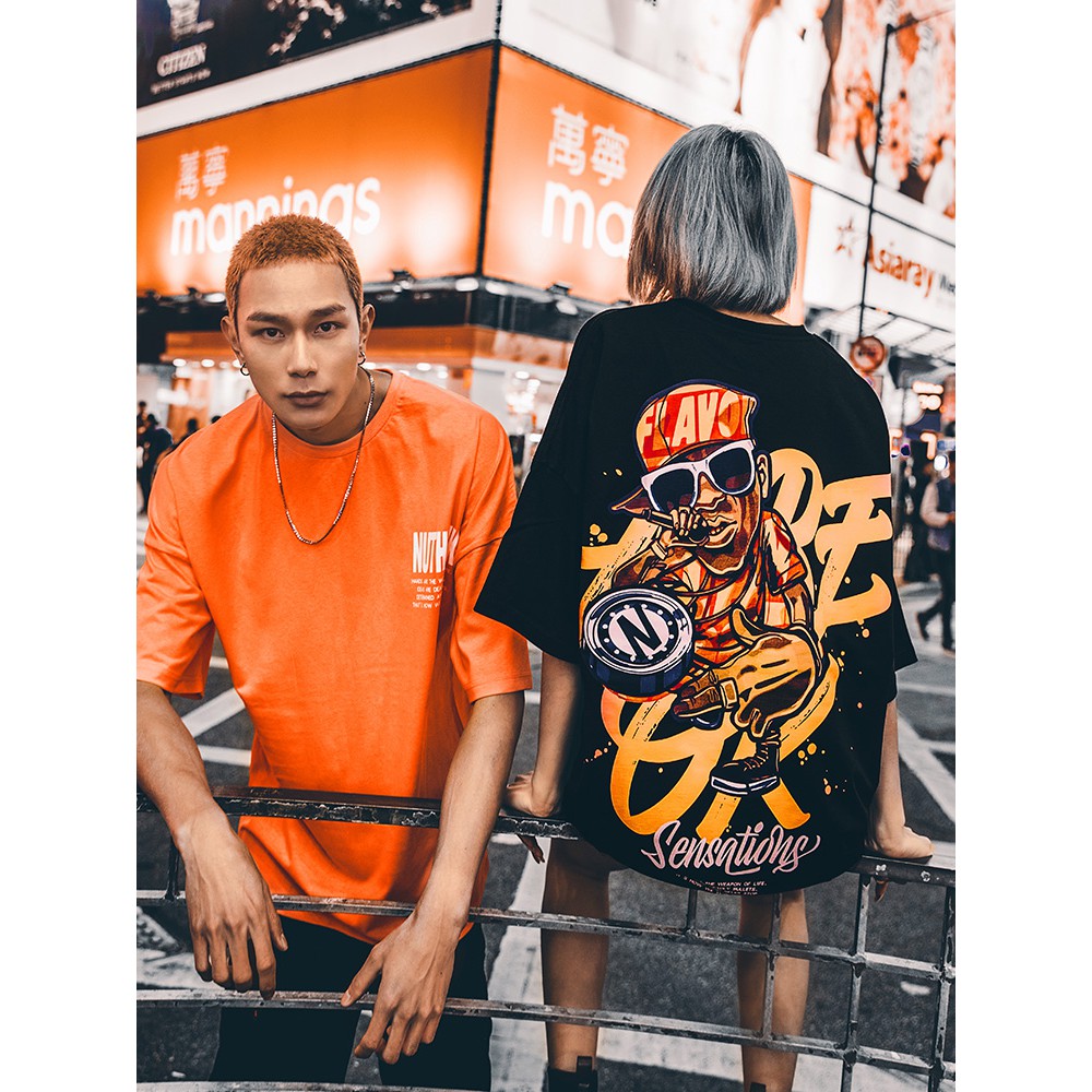 ◈∏S-7XL Áo thun nam 100% cotton Quần Cổ tròn Xu hướng hip-hop ngoại cỡ tay ngắn rộng rãi cặp đôi Ăn mặc mùa hè