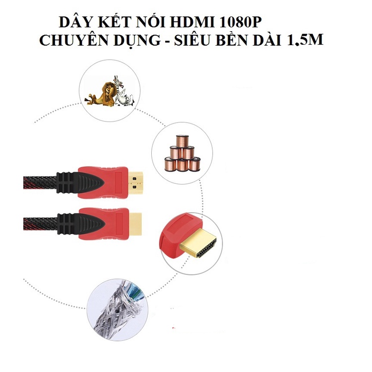 Cáp HDMI Bọc Dù 1.5M/ 3M/ 5M Siêu Bền - Chuẩn 1.4V - Full Box - BH 3 Tháng