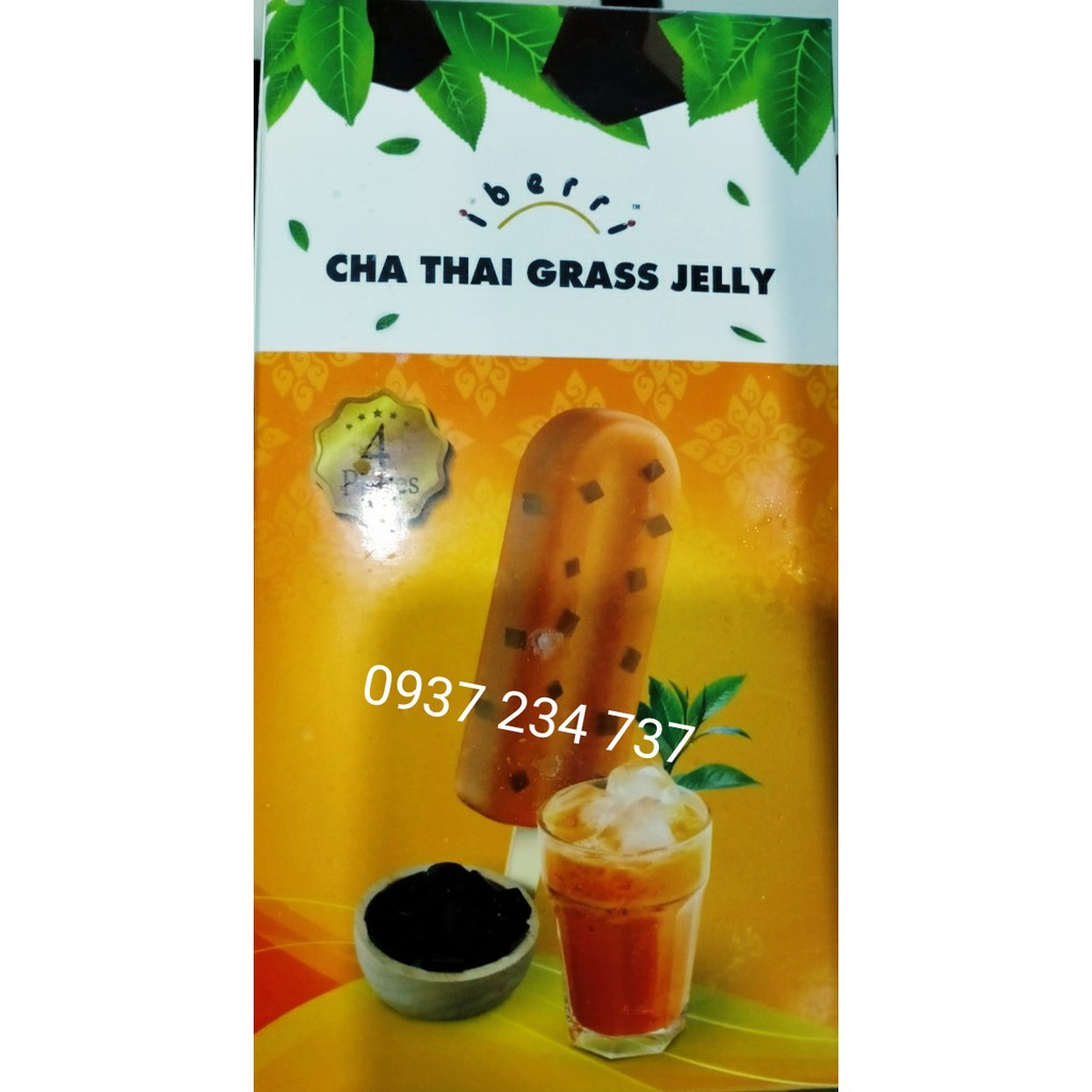 (SHIP NHANH 1H) COMBO 1 HỘP gồm 4 cây Kem trà Thái thạch đen Cha Thai Grass Jelly iberri 70g | BigBuy360 - bigbuy360.vn