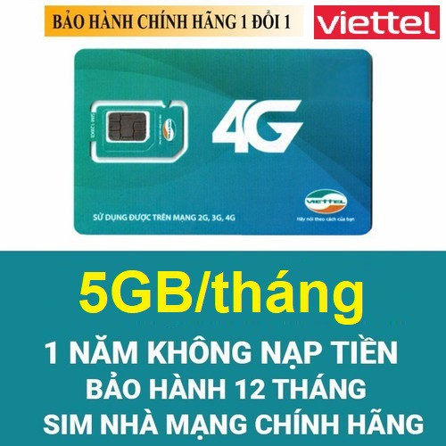 Sim 4G Viettel D500 Trọn Gói 1 Năm 60GB (5GB/Tháng) Data Không Giới Hạn -Sim vào mạng 1 năm không nạp tiền