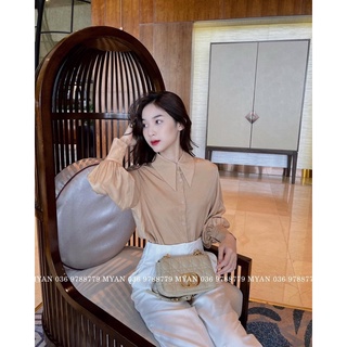 Áo sơmi trơn cổ nhọn oversize
