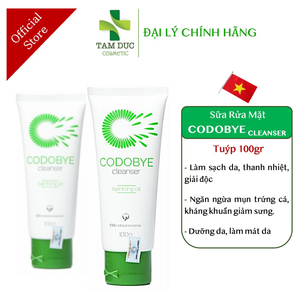 CODOBYE CREAM + CODOBYE CLEANSER Bộ Kem Bôi và Sữa Rửa Mặt Ngừa Mụn Thảo Dược Codobye